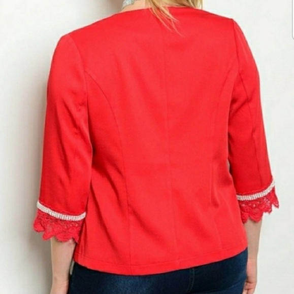Open front blazer red 3/4 sleeve NWT plus size - Picture 2 of 5